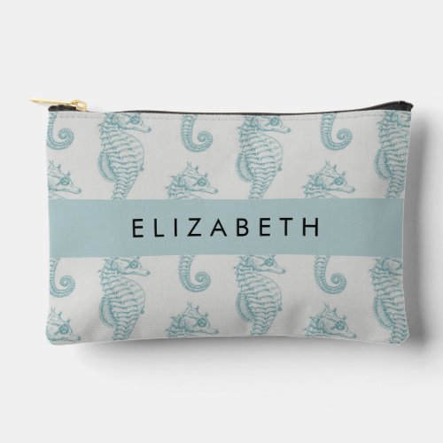 Tropical Seahorses Seahorse Pattern Your Name Accessory Pouch