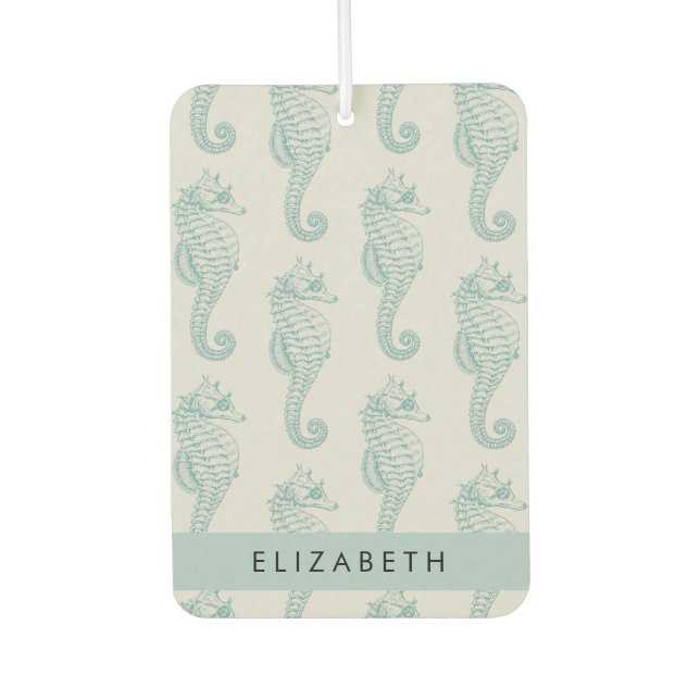 Tropical Seahorses, Seahorse Pattern, Your Name Air Freshener (Front)