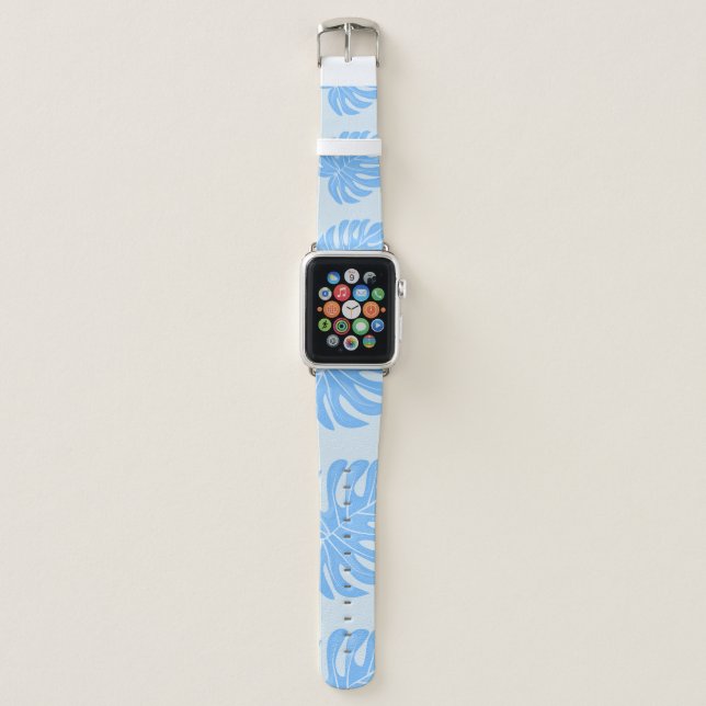 Tropical seamless ethnic pattern with exotic leave apple watch band (Front)