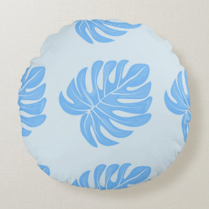 Tropical seamless ethnic pattern with exotic leave round pillow