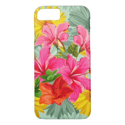 Tropical Seamless Hibiscus iPhone 87 Case