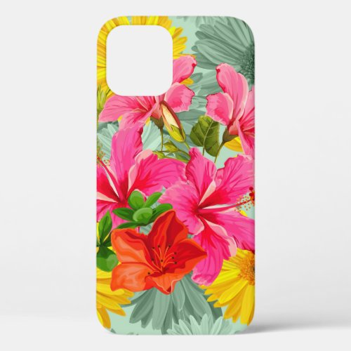 Tropical Seamless Hibiscus iPhone 12 Case
