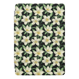 Tropical seamless pattern white flowers green leaf iPad pro cover