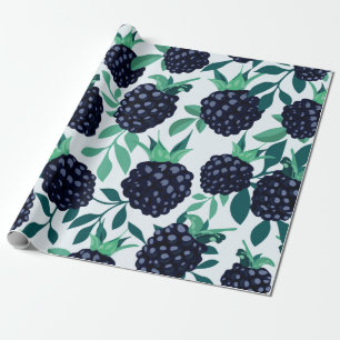 Tropical seamless pattern with blackberry wrapping paper