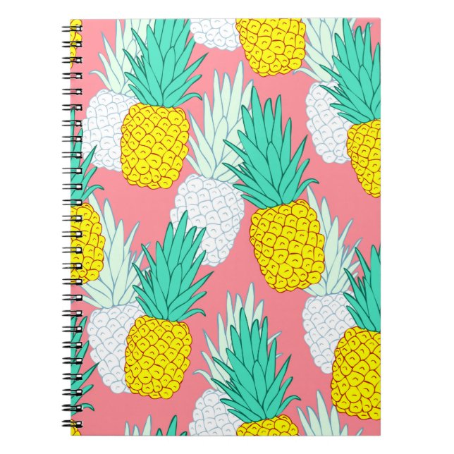 Tropical seamless pattern with exotic pineapples.  notebook (Front)