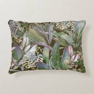 Tropical seamless pattern with tropical flowers, b accent pillow