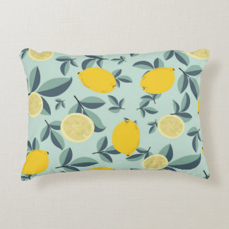 Tropical seamless pattern with yellow lemons accent pillow