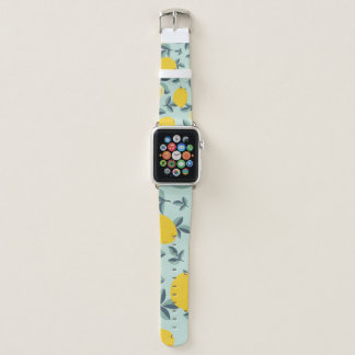 Tropical seamless pattern with yellow lemons apple watch band