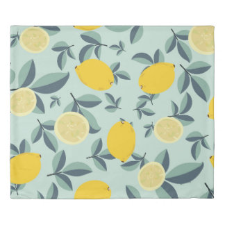 Tropical seamless pattern with yellow lemons duvet cover