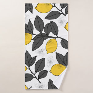 Tropical seamless pattern with yellow lemons. Hand Bath Towel