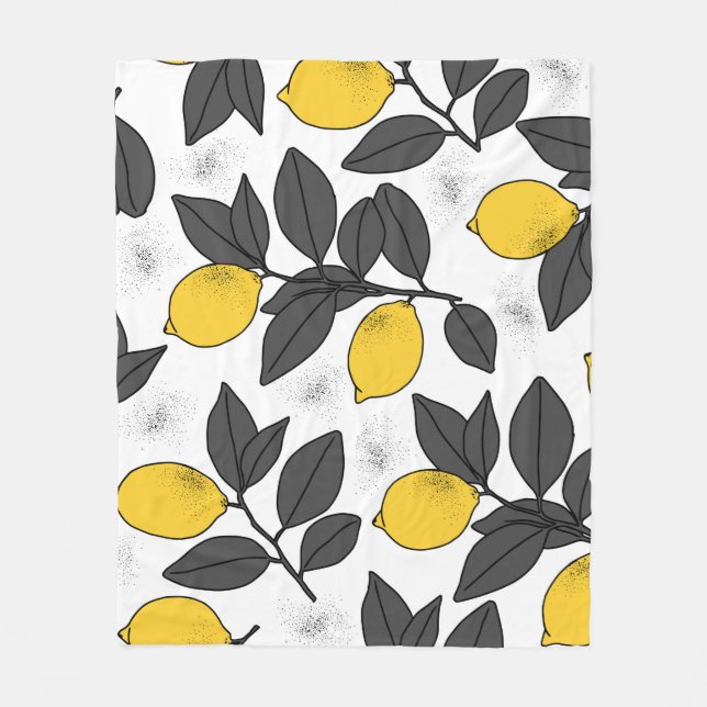 Tropical seamless pattern with yellow lemons. Hand Fleece Blanket (Front)