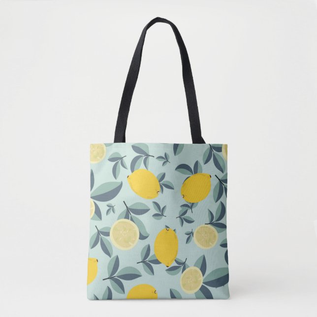 Tropical seamless pattern with yellow lemons tote bag (Front)