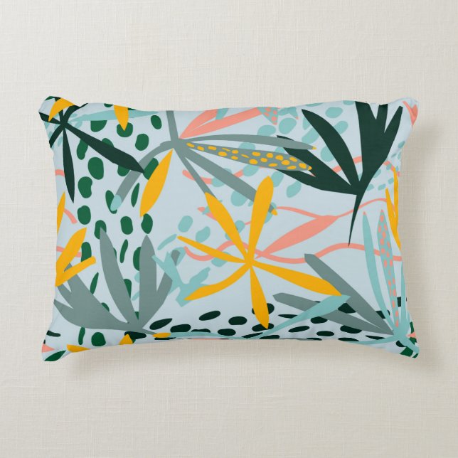 Tropical seamless texture with palm leaves, raster accent pillow (Front)