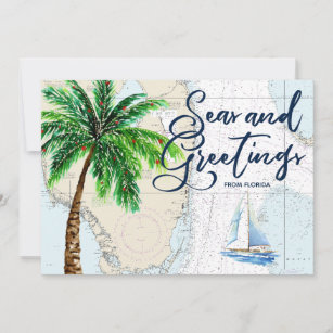 Tropical Seas and Greetings Nautical Christmas Holiday Card