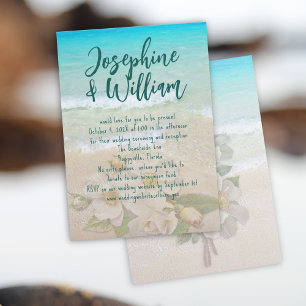 Tropical Seas Beach Rose Casual Wedding Invitation