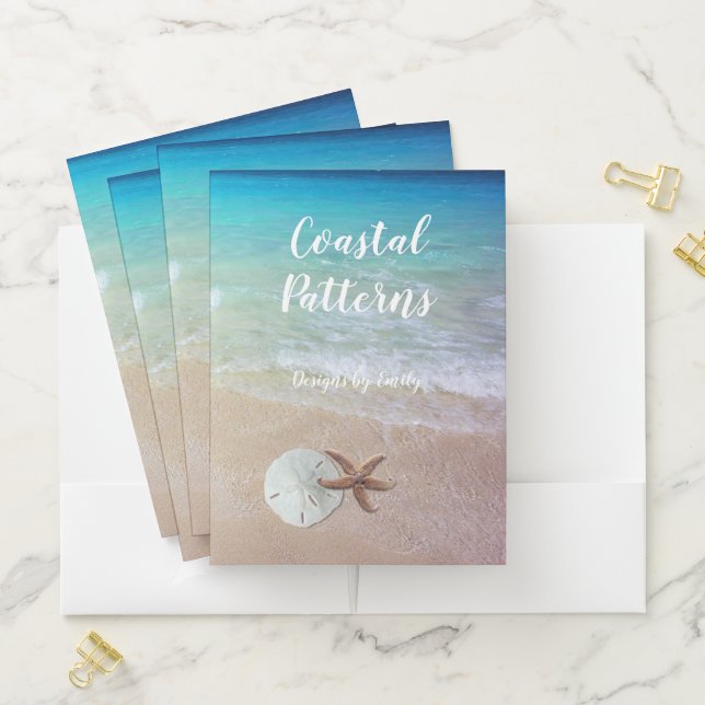 Tropical Seas Sand Dollar Starfish Custom Pocket Folder (In Situ)