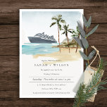 Tropical Seascape Beach Cruise Palm Wedding Invite<br><div class="desc">For any further customisation or any other matching items,  please feel free to contact me at yellowfebstudio@gmail.com</div>