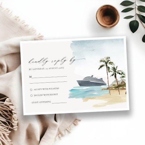 Tropical Seascape Beach Cruise Palm Wedding RSVP Enclosure Card