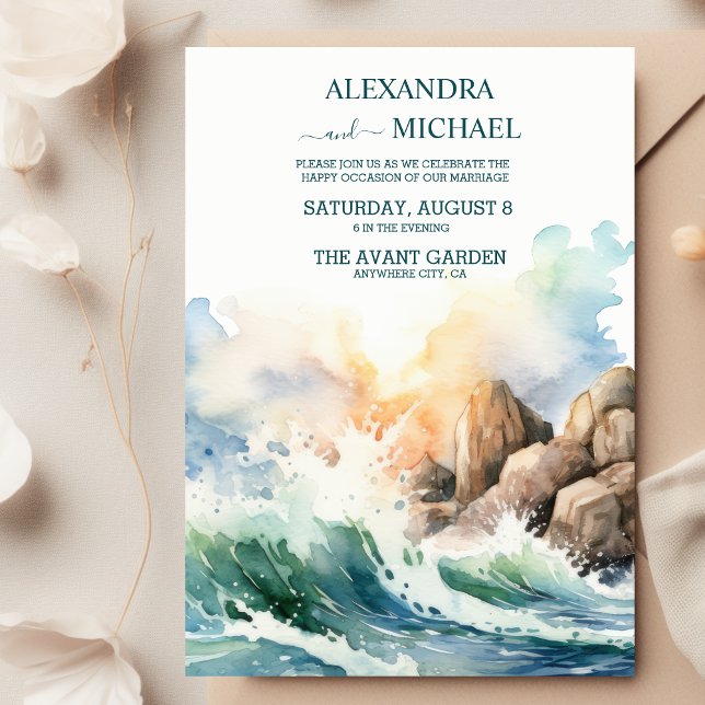 Tropical Seascape Beach Cruise Wedding Invitation (Creator Uploaded)
