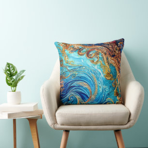 Tropical Seascape Beach Ocean Waves Throw Pillow