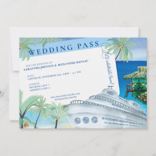 Tropical Seascape Cruise Destination Wedding Pass Invitation