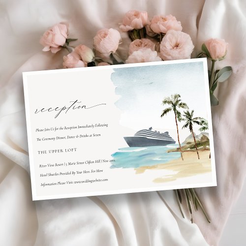 Tropical Seascape Cruise Palm Wedding Reception Enclosure Card