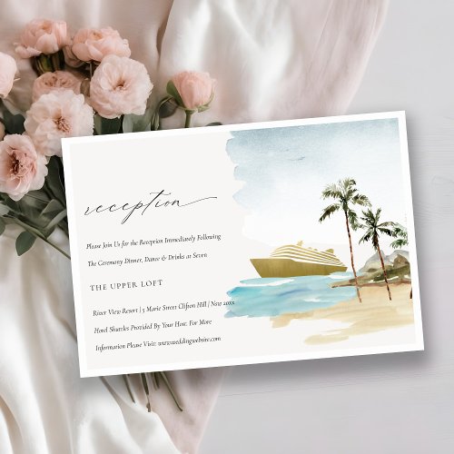 Tropical Seascape Cruise Palm Wedding Reception Enclosure Card