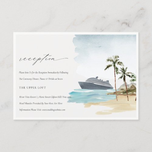 Tropical Seascape Cruise Palm Wedding Reception Enclosure Card