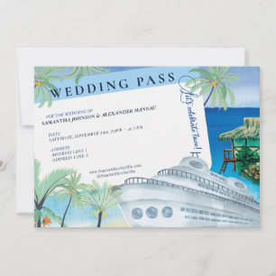 Tropical Seascape Destination Cruise Wedding Pass Invitation