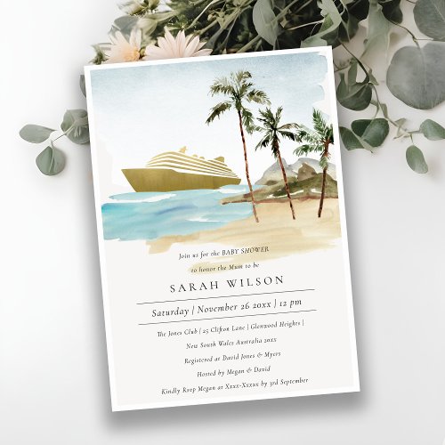 Tropical Seascape Palm Cruise Baby Shower Invite