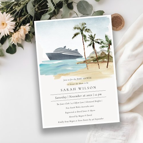 Tropical Seascape Palm Cruise Baby Shower Invite