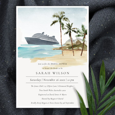 Tropical Seascape Palm Cruise Bridal Shower Invite