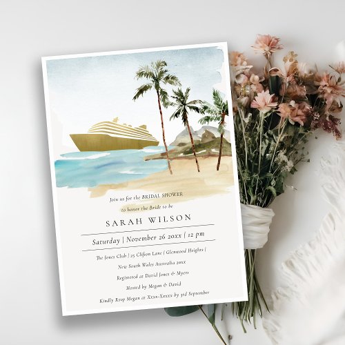 Tropical Seascape Palm Cruise Bridal Shower Invite