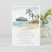 Tropical Seascape Palm Cruise Bridal Shower Invite (Standing Front)