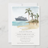 Tropical Seascape Palm Cruise Bridal Shower Invite (Front)