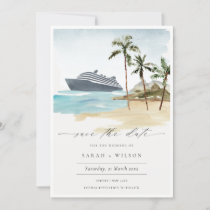 Tropical Seascape Palm Cruise Save the Date Invite