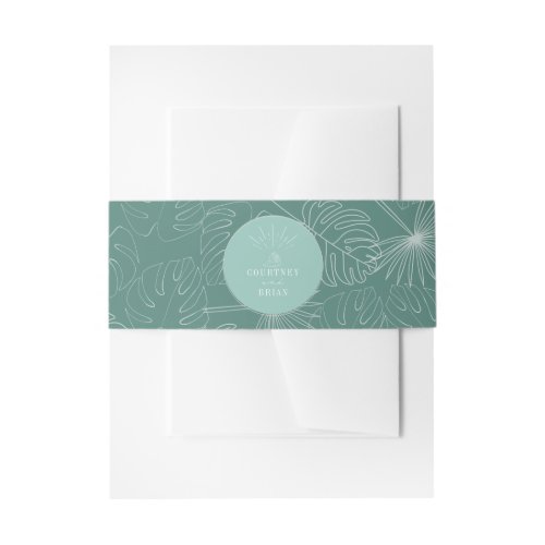 Tropical Seashell Aqua Beach Wedding Invitation Belly Band