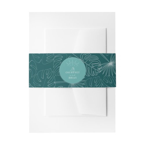 Tropical Seashell Aqua Teal Wedding Invitation  Invitation Belly Band