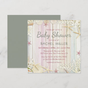 Tropical Seashell Beach Baby Shower Invitation