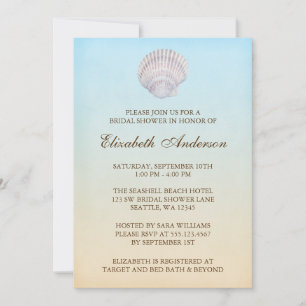 Tropical Seashell Beach Bridal Shower Invitation