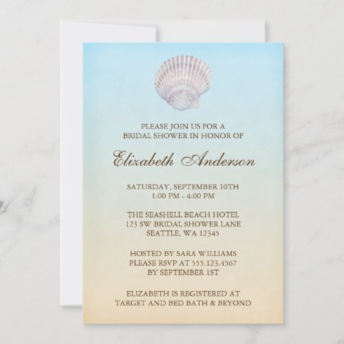 Tropical Seashell Beach Bridal Shower Custom Announcements