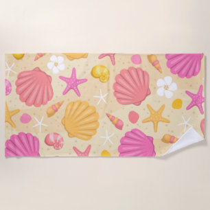 Tropical Seashell Beach Towel 
