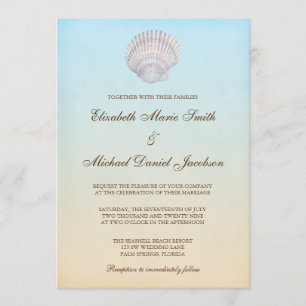 Tropical Seashell Beach Wedding Invitation