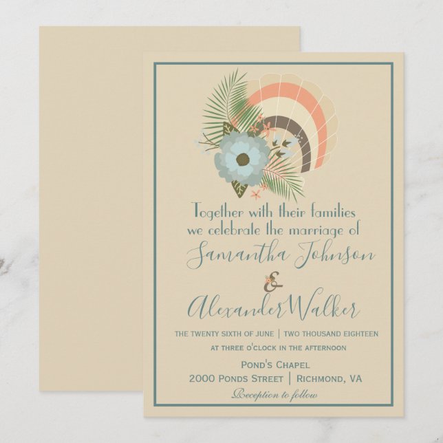 Tropical Seashell Classy Invitation (Front/Back)