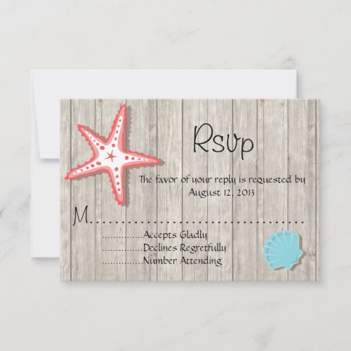 Tropical Seashell Wedding RSVP cards