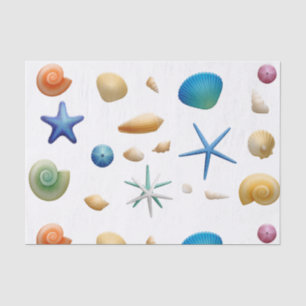 Tropical Seashells Colorful Pattern Tissue Paper