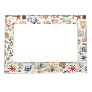 Tropical Seashells & Coral Reef Motif Magnetic Frame