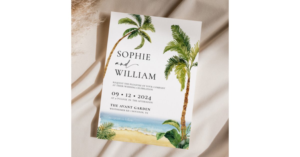 Tropical Seaside Wedding Invitation | Zazzle