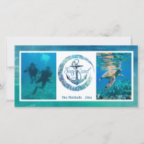 Tropical &quot;SEAson's Greetings&quot; Ocean Wave - 2 Pics Holiday Card