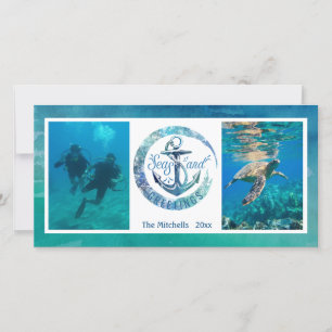 Tropical "SEAson's Greetings" Ocean Wave - 2 Pics Holiday Card